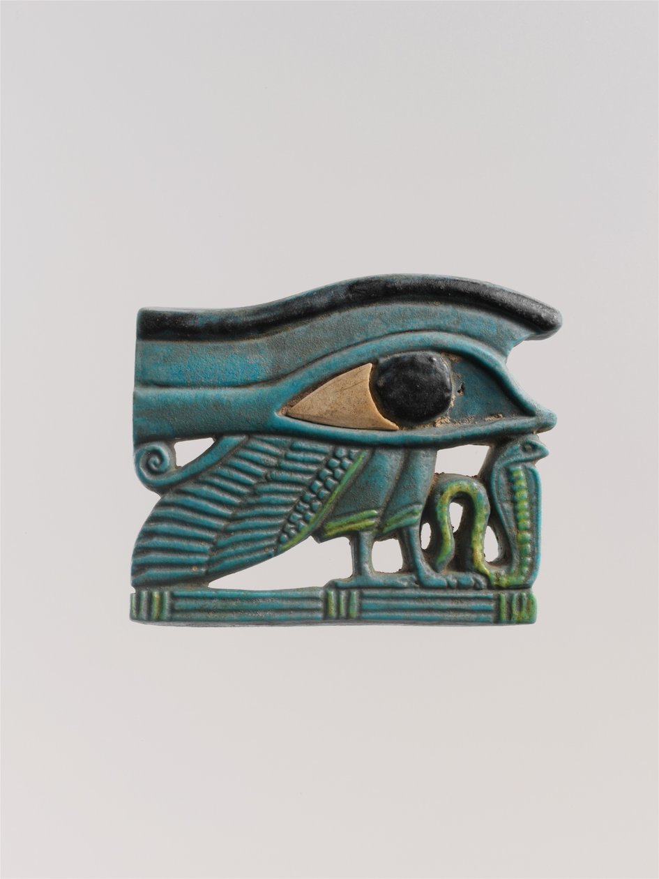 Amuleto de olho de Wedjat, 525-332 a.C. (faiança verde) de Late Period Egyptian