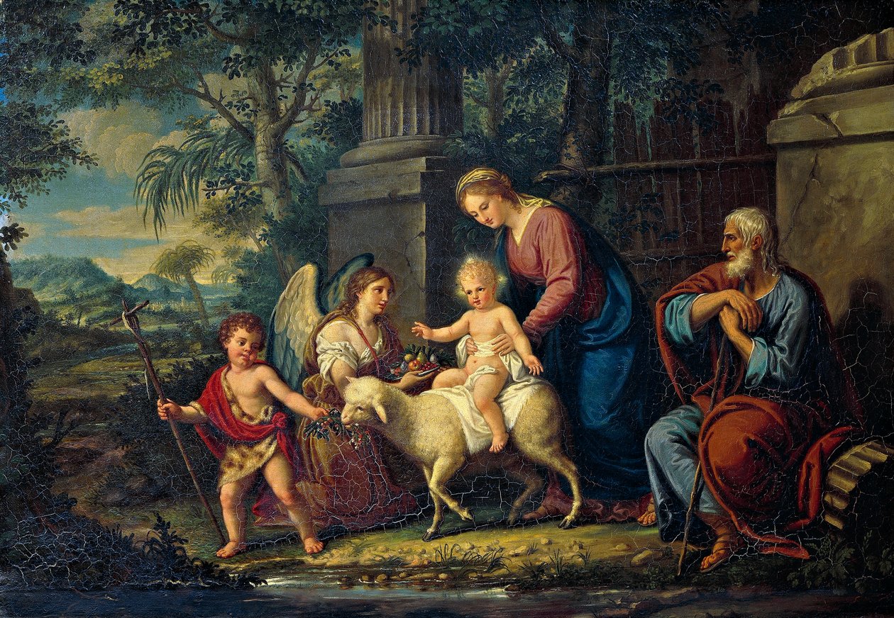 A Sagrada Família com São João Batista, Lattanzio Querena (1768-1853). de Lattanzio Querena