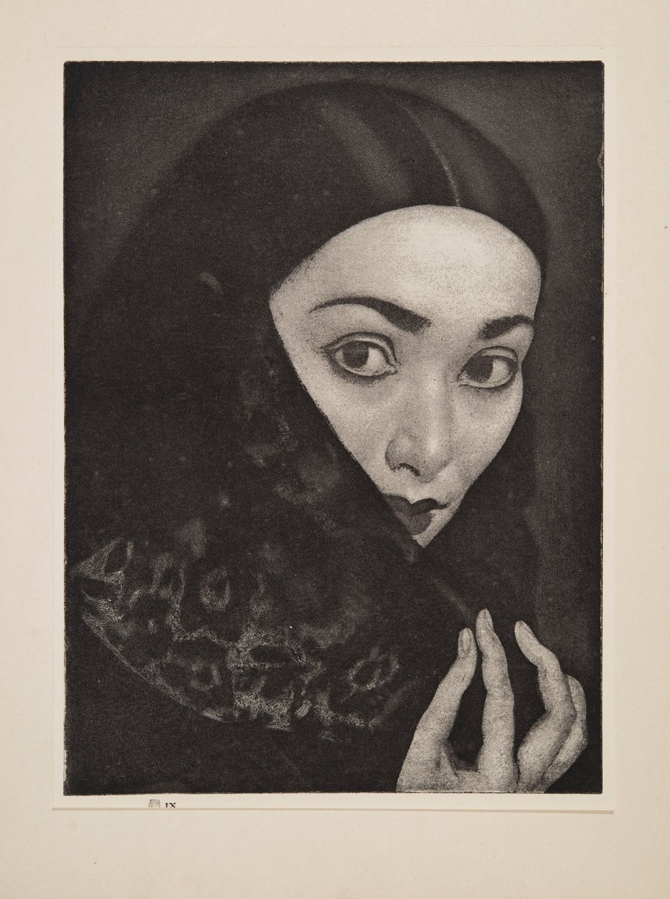 Senhora com um xale, pub. 1926. de Laura Knight
