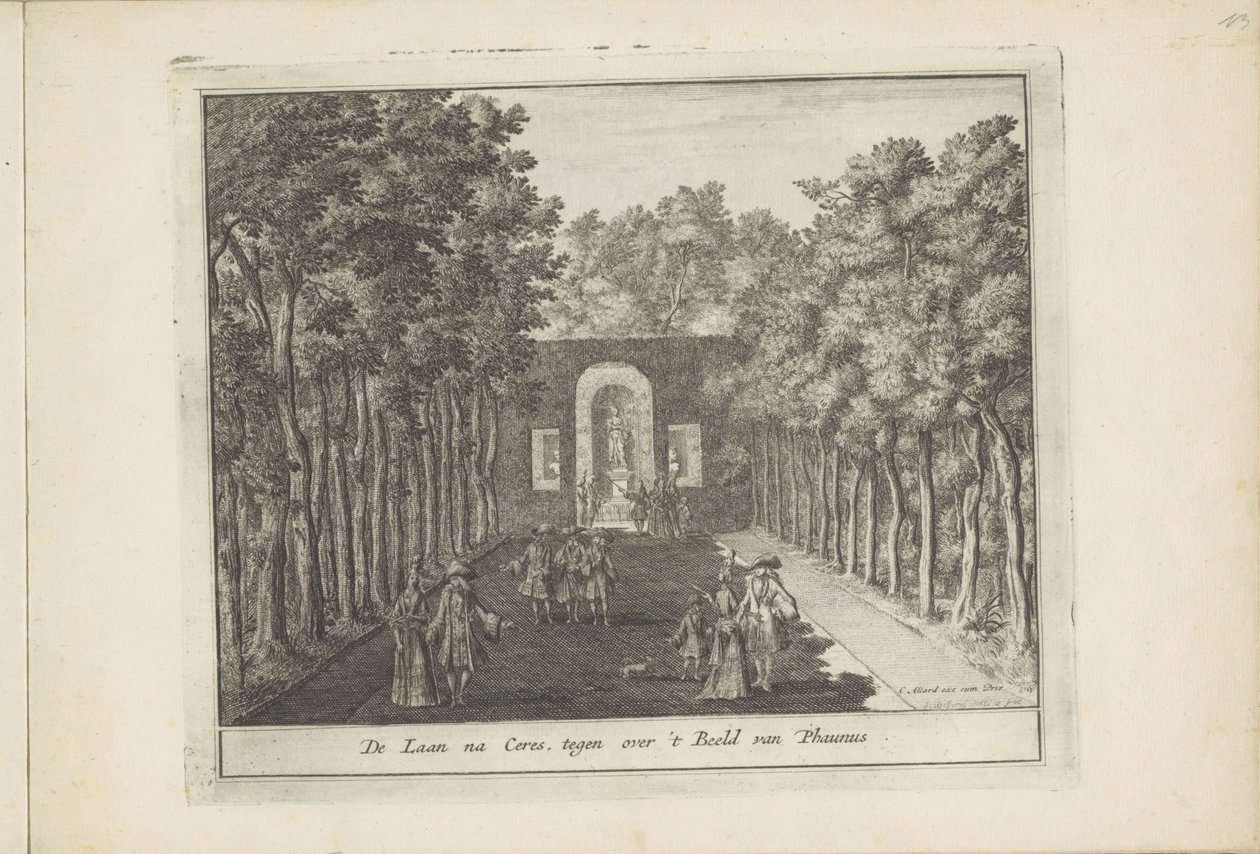 Avenida e estátua de Ceres nos jardins do Palácio Het Loo
A avenida depois de Ceres, em frente à estátua de Phaunus (título sobre o objecto)
Neerlands Veldpracht, ou 