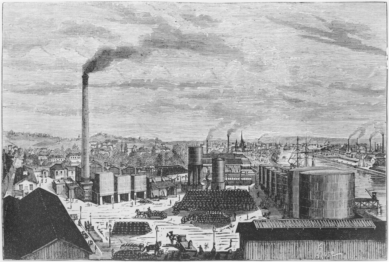 Deutsch Company, a fábrica em Rouen, ilustração de &39;Les Grandes Usines&39; por Julien Turgan, c.1880 de Laurent Victor Rose