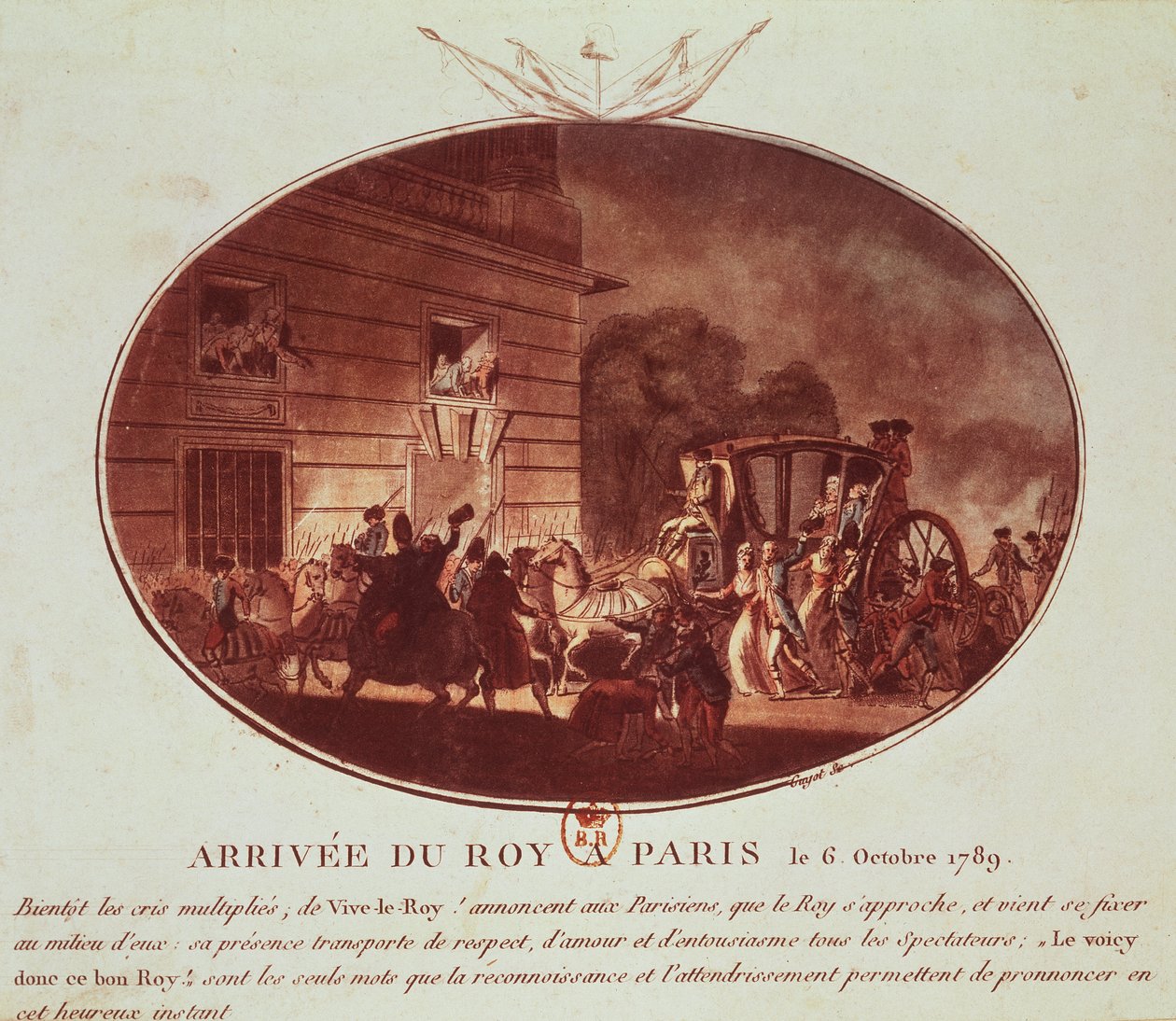 A chegada do rei em Paris em 6 de outubro de 1789 (aquatint) de Laurent Guyot
