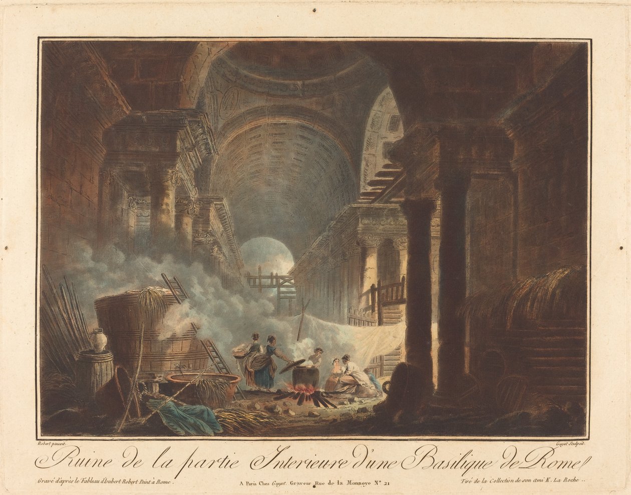 Ruína da parte interna de uma basílica em Roma de Laurent Guyot after Hubert Robert