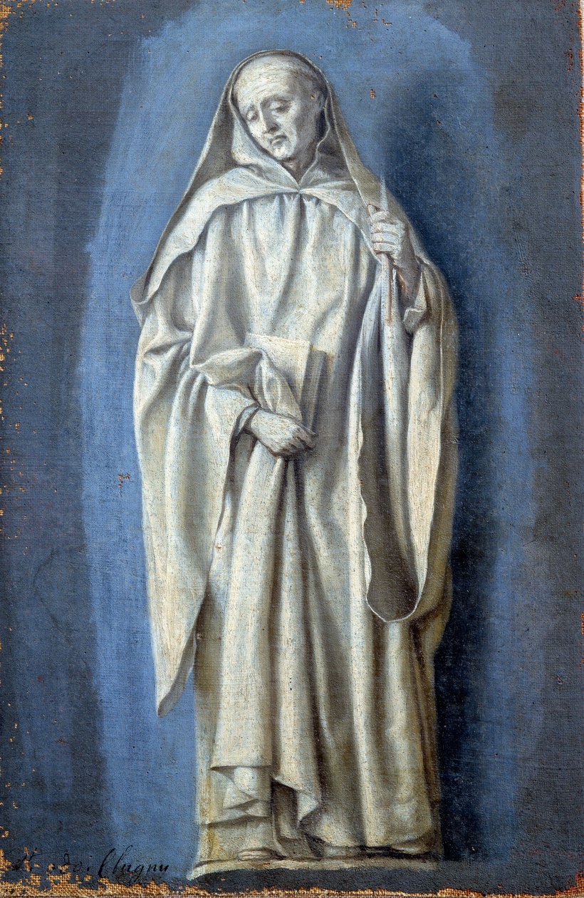 Saint Bruno Pintura sobre tela por Laurent de La Hyre (1606-1656) Sol do século XVII. 0,35 x 0,23 m Paris. Museu do Louvre de Laurent de la Hyre