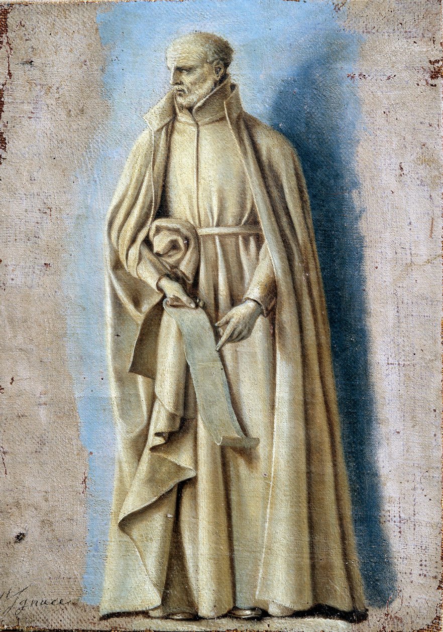 Santo Inácio com um pergaminho contendo as regras da sua ordem Pintura com camaieu sobre tela por Laurent de La Hyre (1606-1656) Sol do século XVII. 0,33 x 0,23 m Paris. Museu do Louvre de Laurent de la Hyre