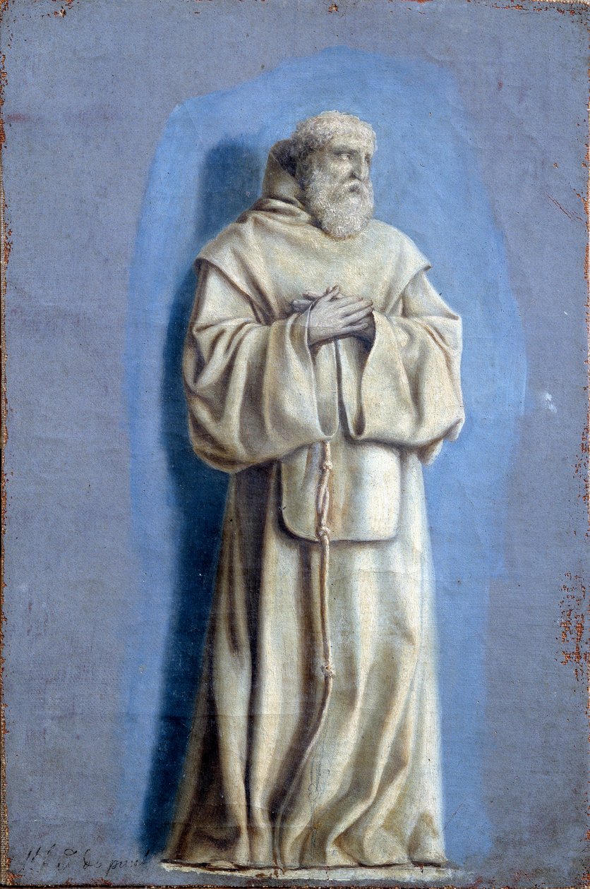 São Francisco de Paule (1416-1507), fundador da Ordem de Minimes Pintura com camaieu sobre tela por Laurent de La Hyre (1606-1656) Sol do século XVII. 0,36 x 0,23 m Paris. Museu do Louvre de Laurent de la Hyre