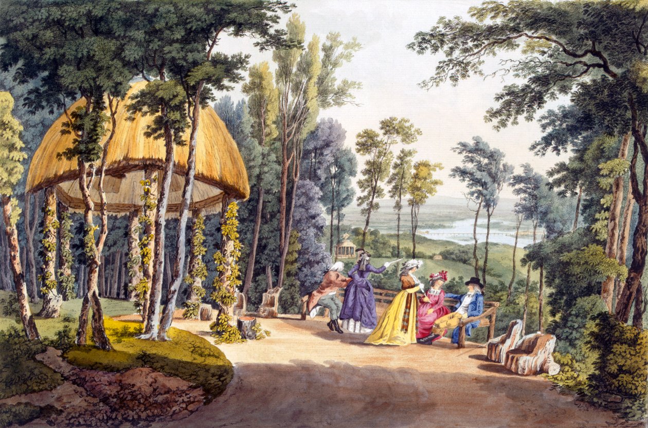 Vista, de, templo, Reisenburg, palácio, de, a, contagem, de, cobenzl, 1790s de Laurenz Janscha