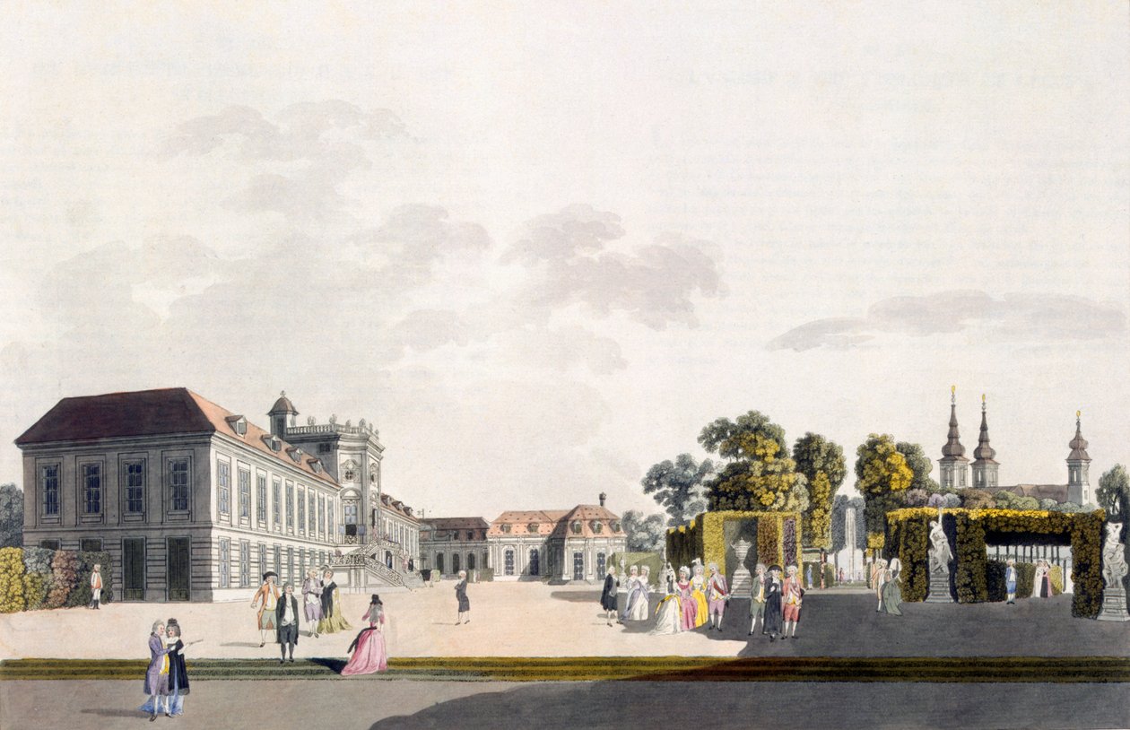 Vista do Palácio e Jardins do Príncipe de Kaunitz, Viena de Laurenz Janscha