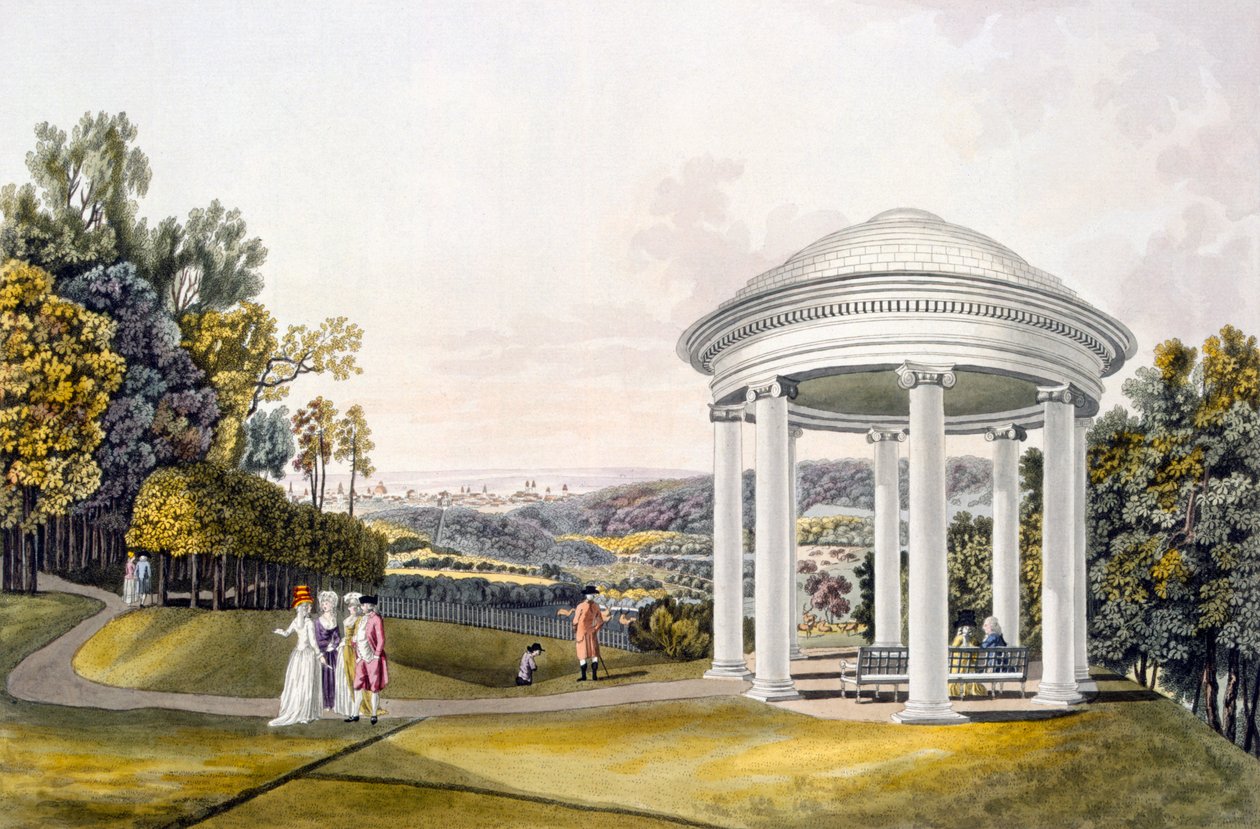 Vista do parque em Neu-Waldeg, Dornbach, Viena, 1792 de Laurenz Janscha