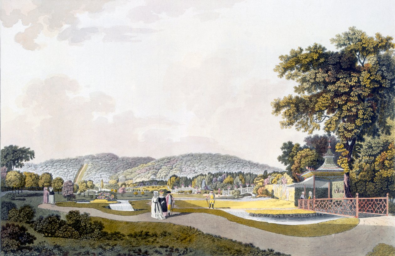 Vista do parque em Neu-Waldeg, Dornbach, Viena, 1792 de Laurenz Janscha