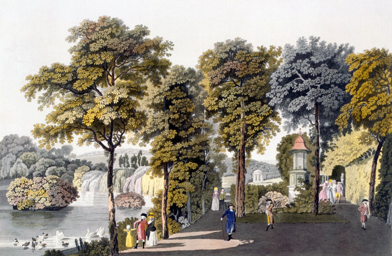 Vista do parque em Neu-Waldeg, Dornbach, Viena, 1792 de Laurenz Janscha
