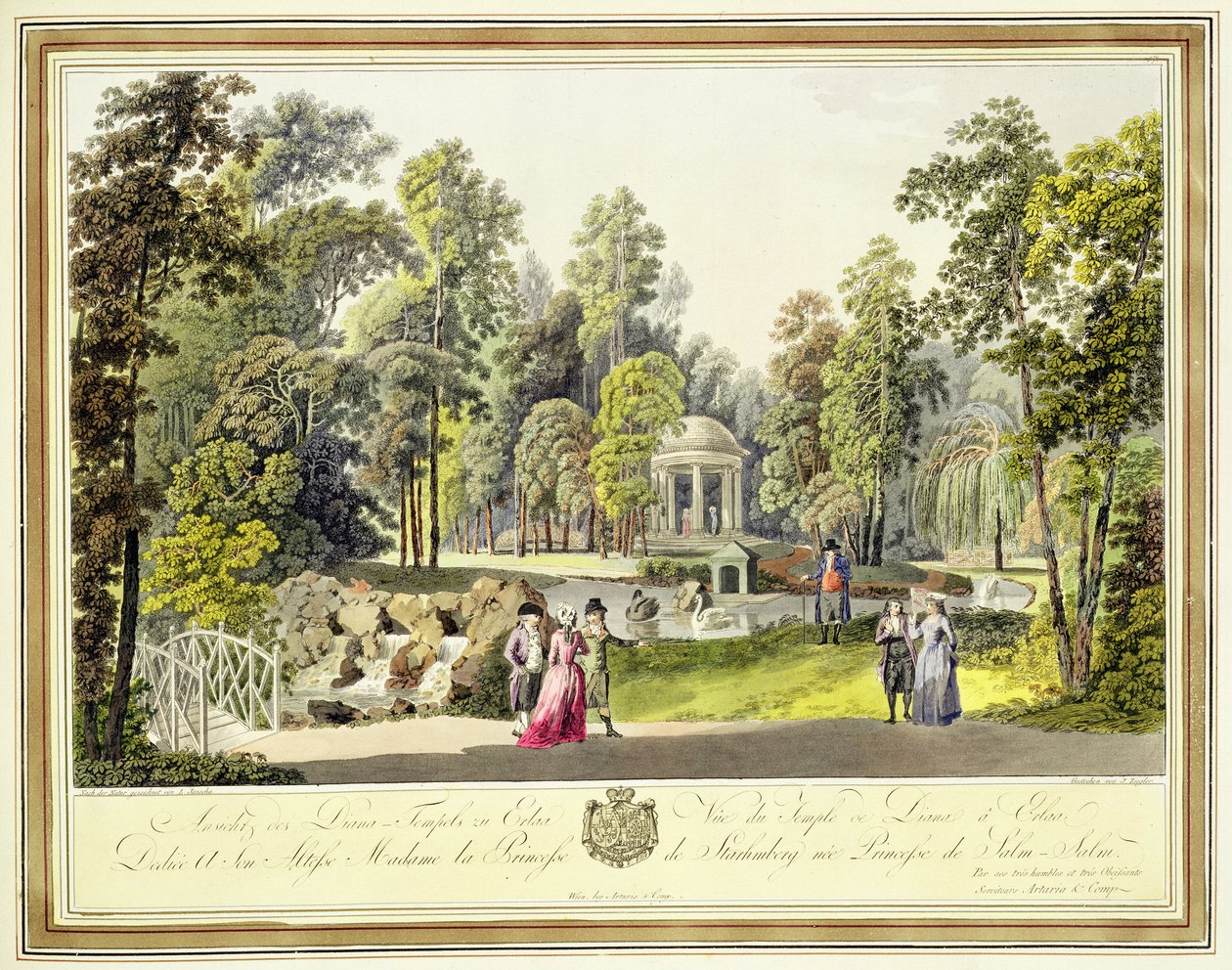 Vista do Templo de Diana em Erlaw, gravado por Johann Ziegler (c.1750-c.1812), c.1790s de Laurenz Janscha