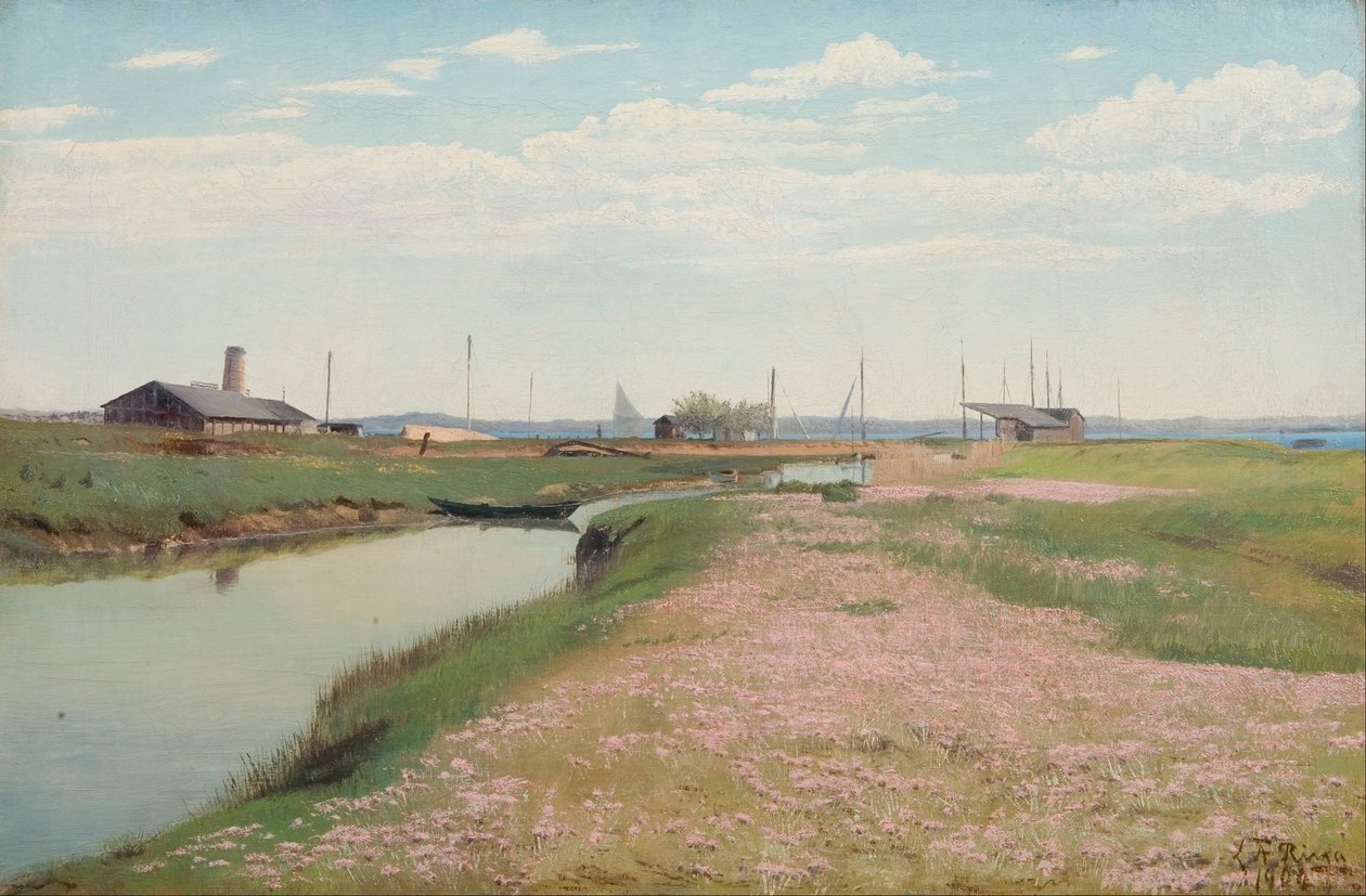 O rio e o porto em Frederiksværk de Laurits Andersen Ring