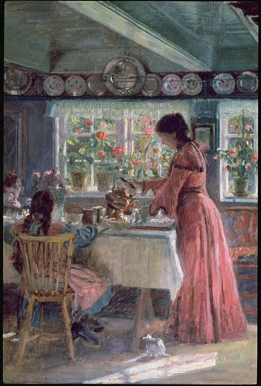 Derramando o café da manhã, 1906 de Laurits Regner Tuxen