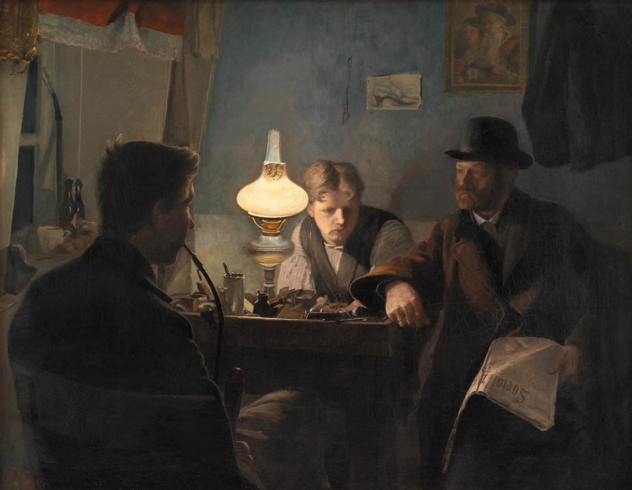 Uma visita à loja do sapateiro, 1885. de Laurits Andersen Ring