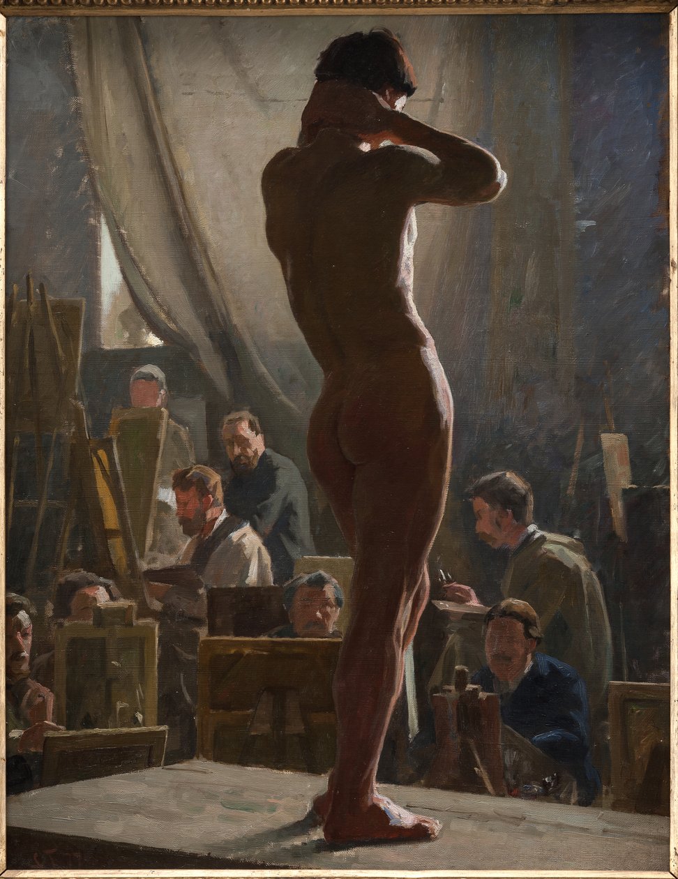 Nu masculino no estúdio de Bonnat de Laurits Regner Tuxen