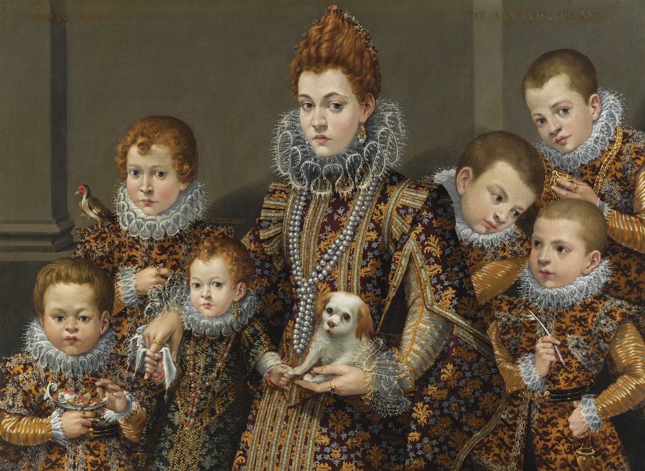 Retrato de Bianca Degli Utili Maselli e seus filhos de Lavinia Fontana