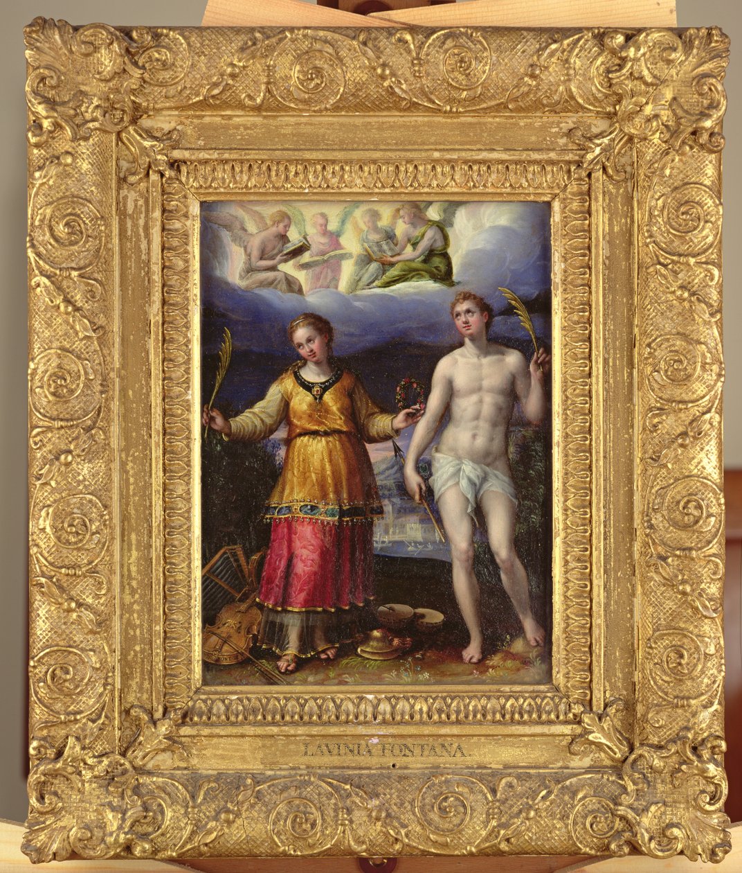St.Sebastian e St.Cecilia (óleo sobre cobre) de Lavinia Fontana
