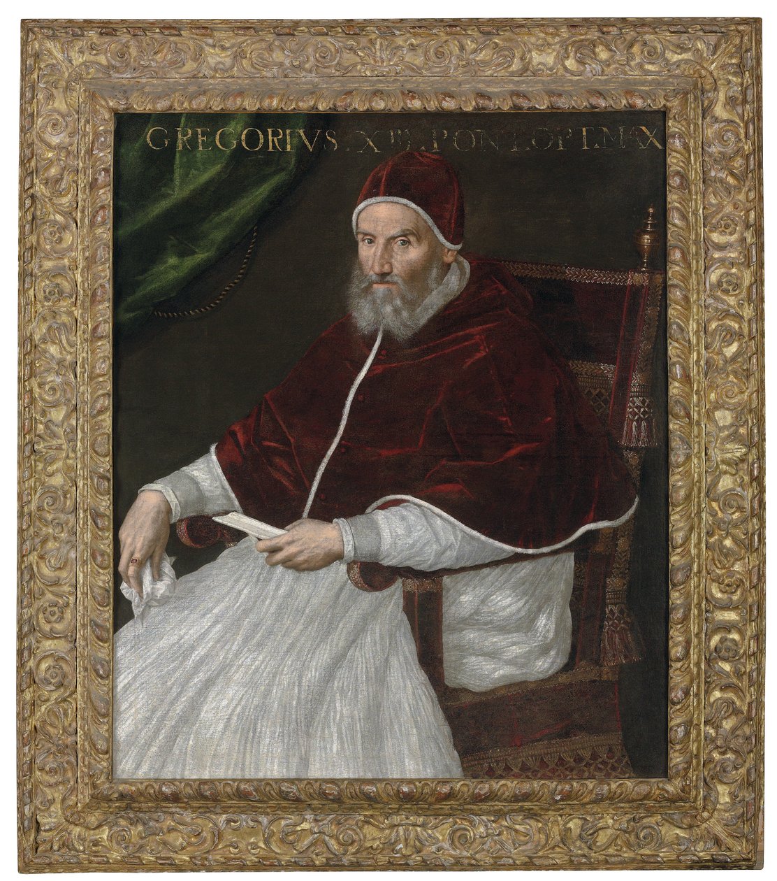 Retrato do Papa Gregório XIII, três quartos de comprimento, sentado de Lavinia Fontana