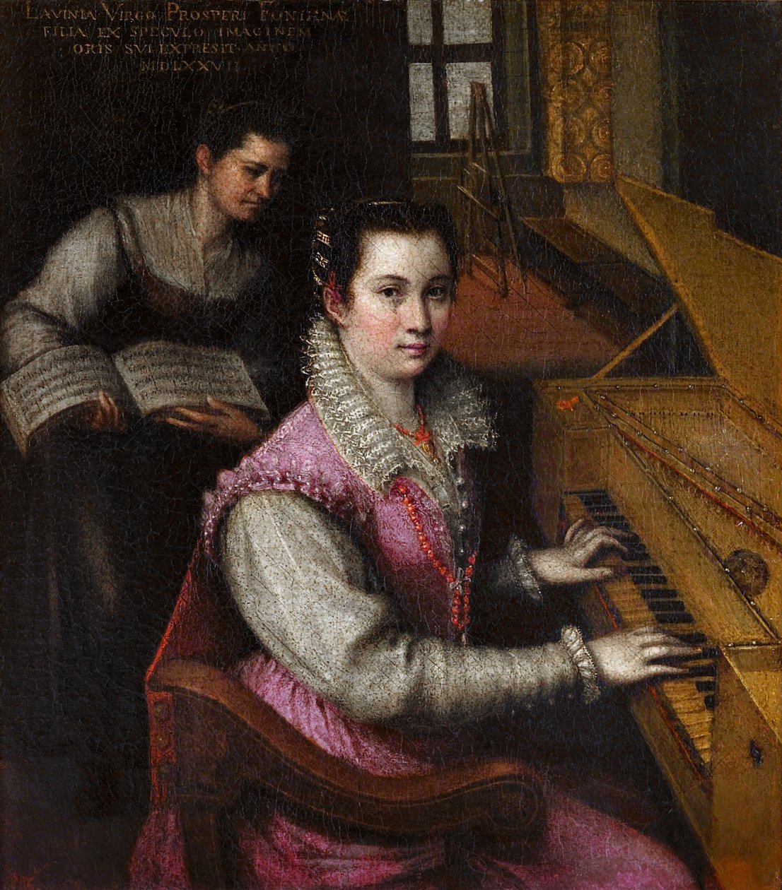 Auto-retrato par Fontana, Lavinia (Lavinia Zappi) (1552-1614). Óleo sobre tela, tamanho : 24x23,8 de Lavinia Fontana