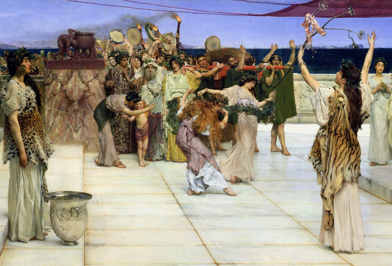 Uma dedicação ao Baco, 1889 (detalhe de 141017) de Lawrence Alma Tadema