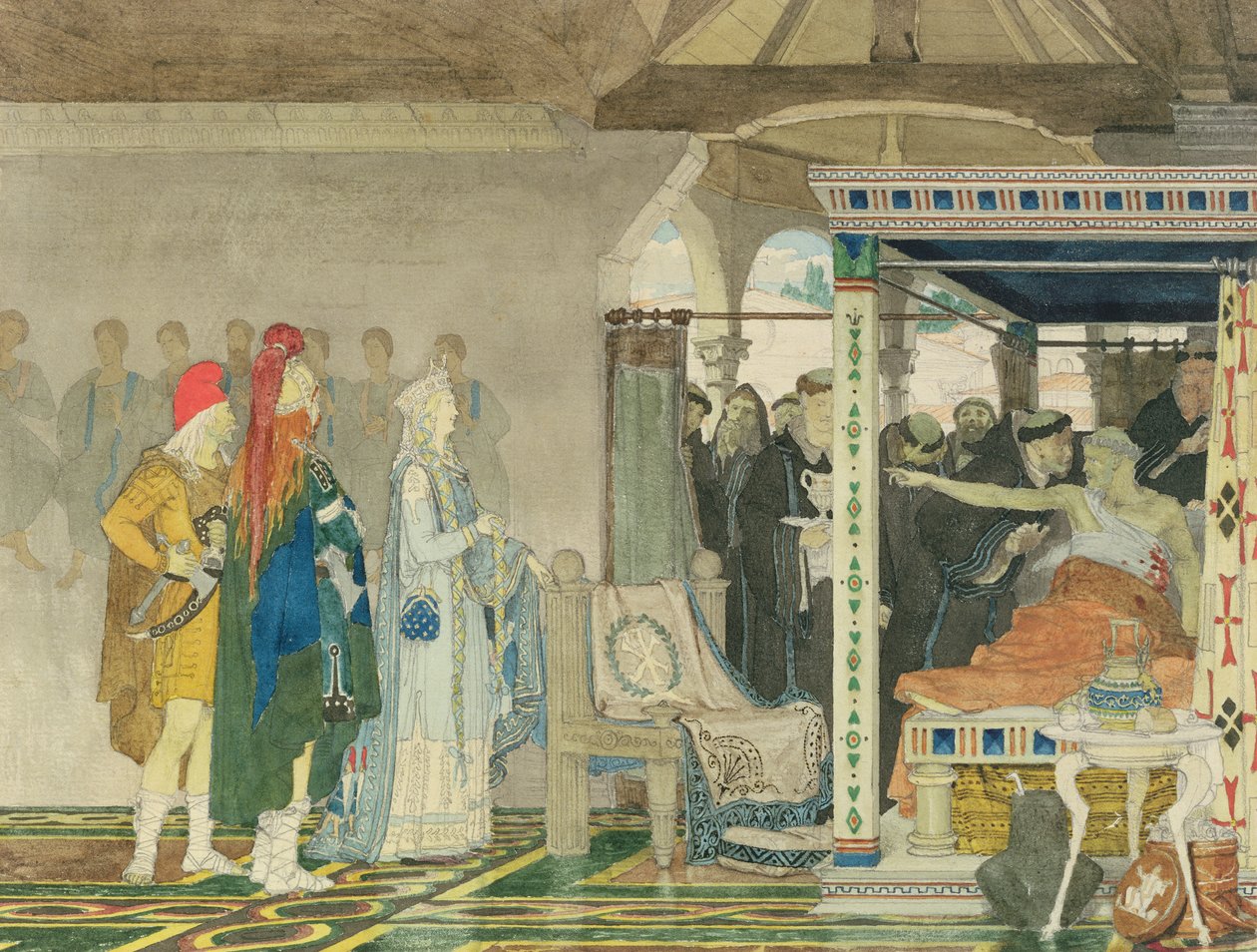 Fredegonda no leito de morte de Pretextatus de Lawrence Alma Tadema