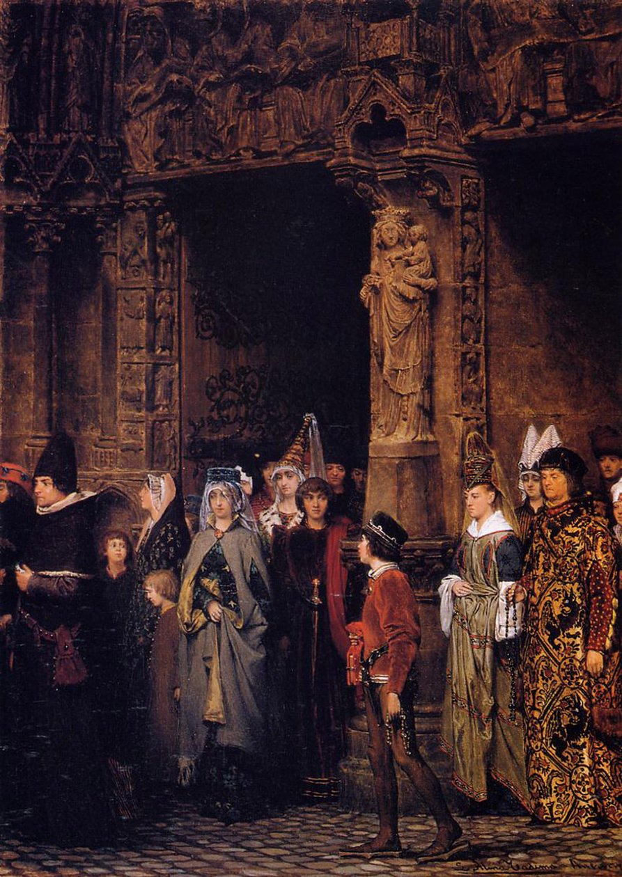 Deixando a Igreja no século XV, 1864 de Lawrence Alma Tadema