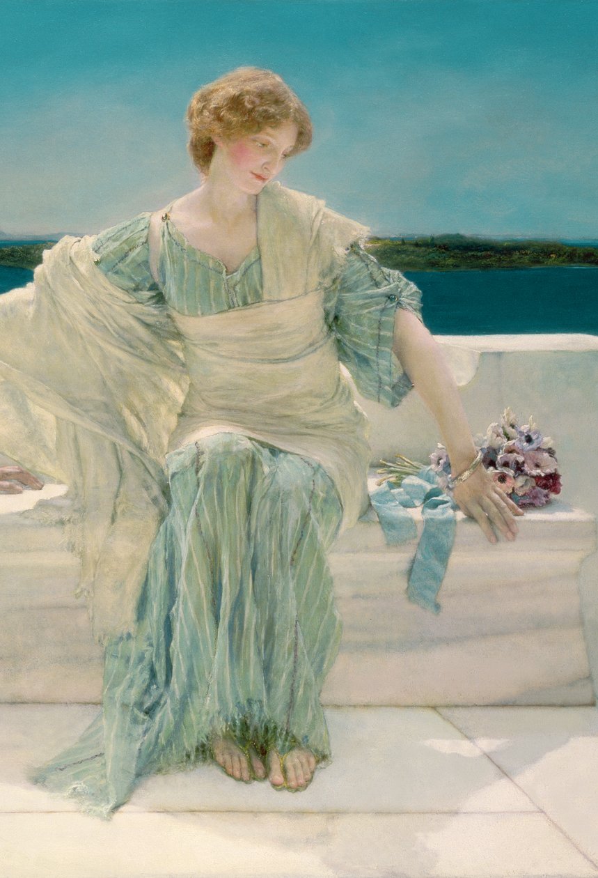 Não me pergunte mais, 1906 óleo sobre tela detalhe de 15116 de Lawrence Alma Tadema