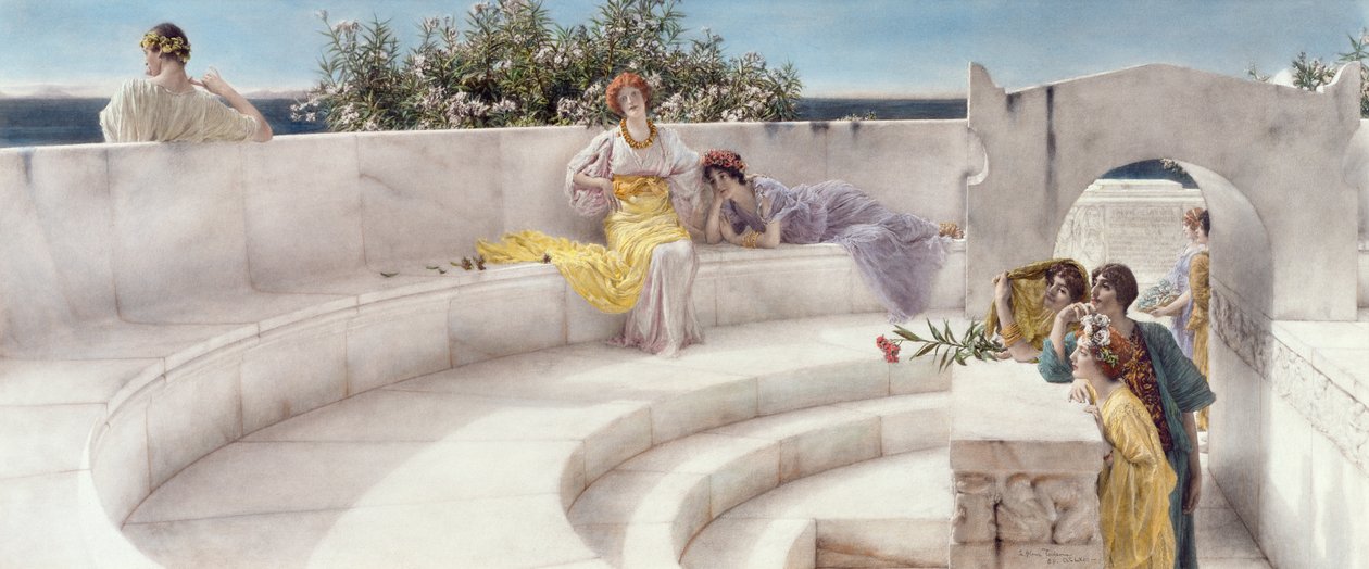 Sob o telhado do tempo jônico azul, 1901 de Lawrence Alma Tadema