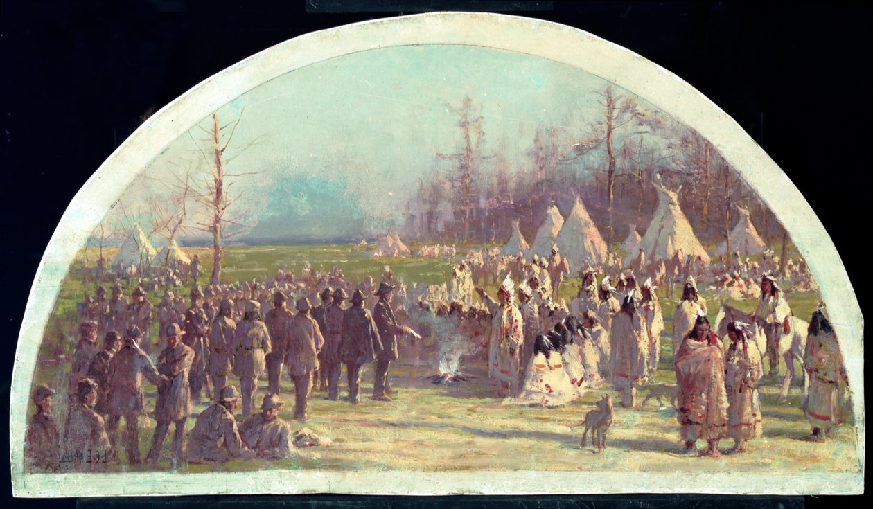 O Último Conselho dos Potawatomies, 1833, 1900 de Lawrence Carmichael Earle