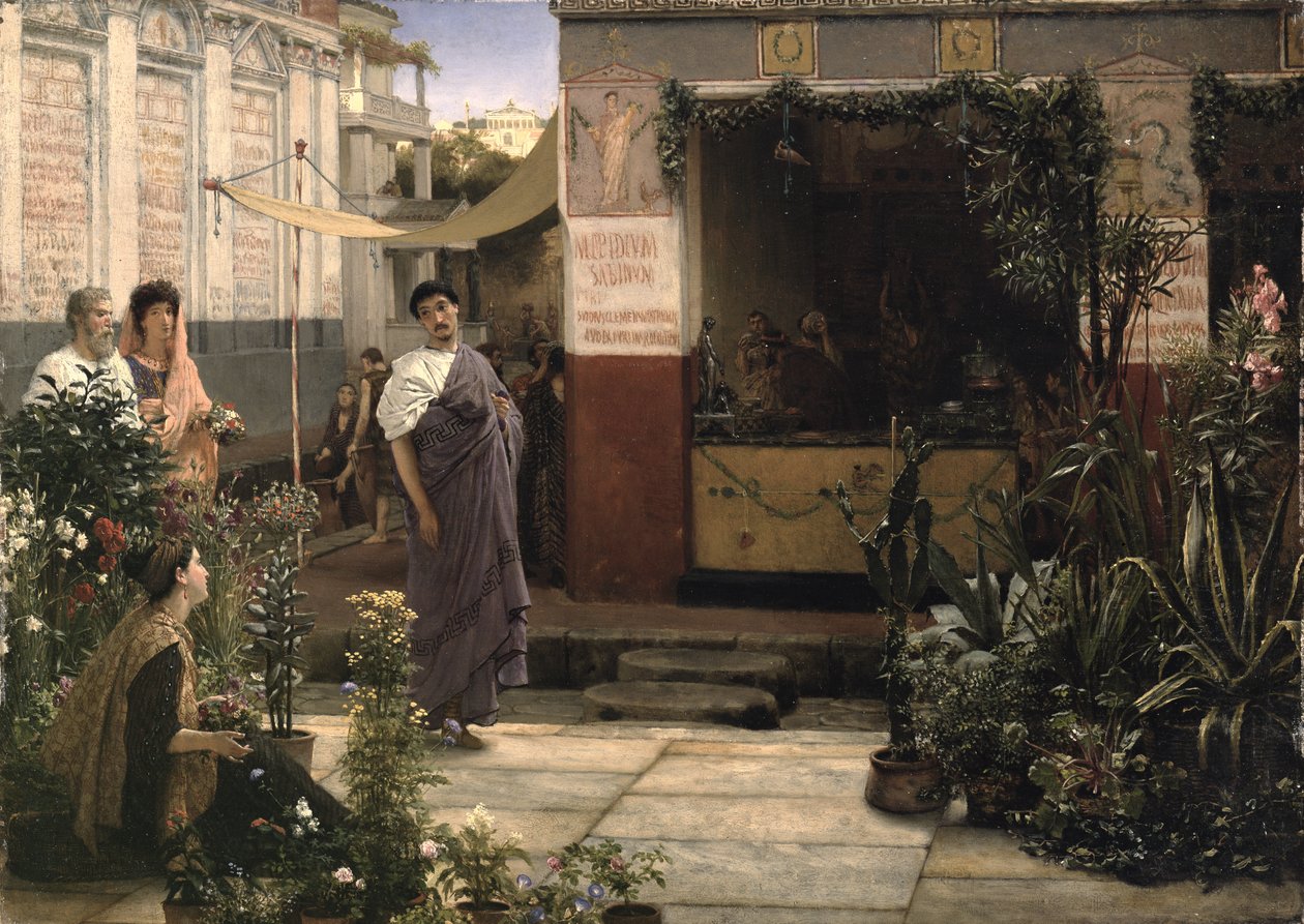 Um mercado romano de flores de Lawrence Alma Tadema
