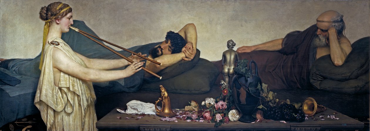 Pompeian Scene or The Siesta - Peinture de Sir Lawrence Alma Tadema (Alma-Tadema)(1836-1912) - 1868 - Óleo sobre tela - 130x360 - Museo del Prado, Madrid de Lawrence Alma Tadema