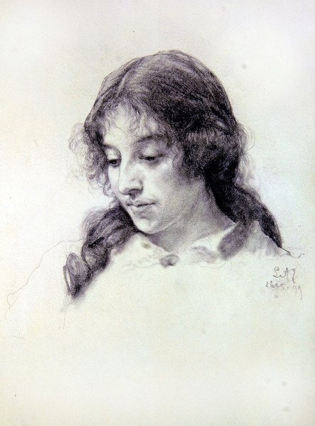 Estudo do retrato de Miss Raven-Hill de Lawrence Alma Tadema