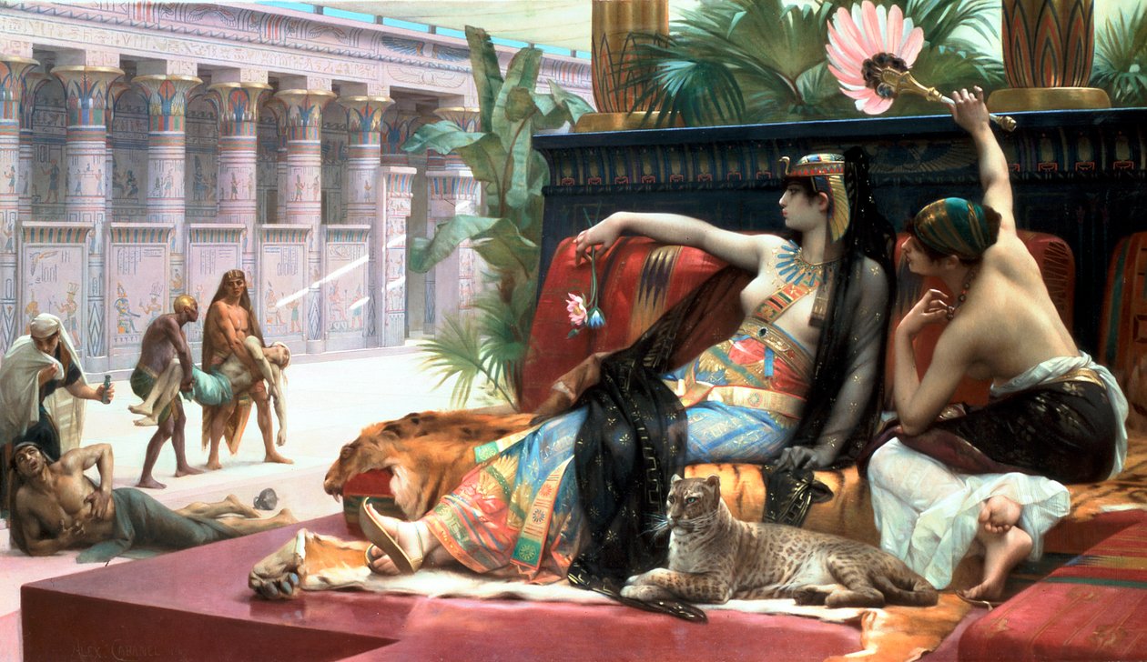 Cleópatra testando venenos naqueles condenados à morte, no final do século XIX. de Lawrence Alma Tadema