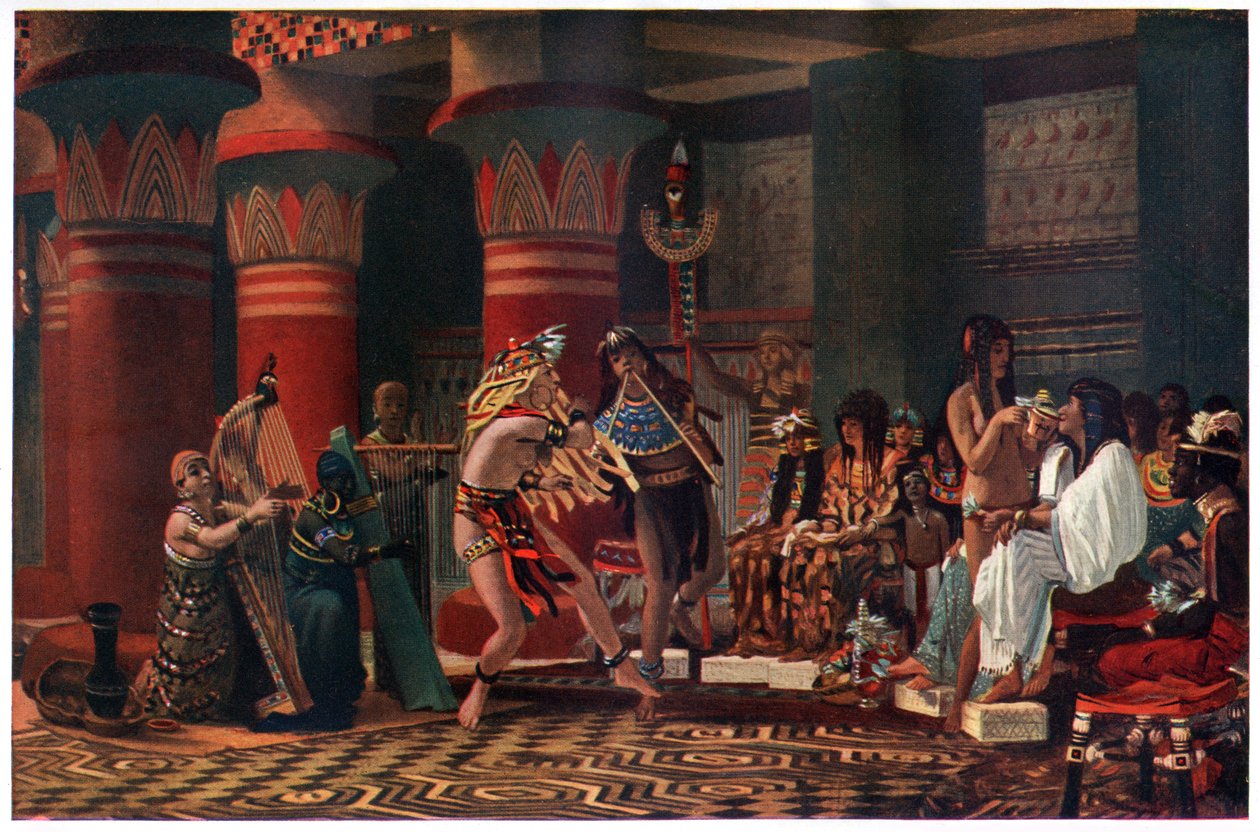 Passatempo no Antigo Egito Três Mil Anos atrás, ilustração de "Egyptian Myth and Legend", publicado pela Gresham Publishing, Co. de Lawrence Alma Tadema