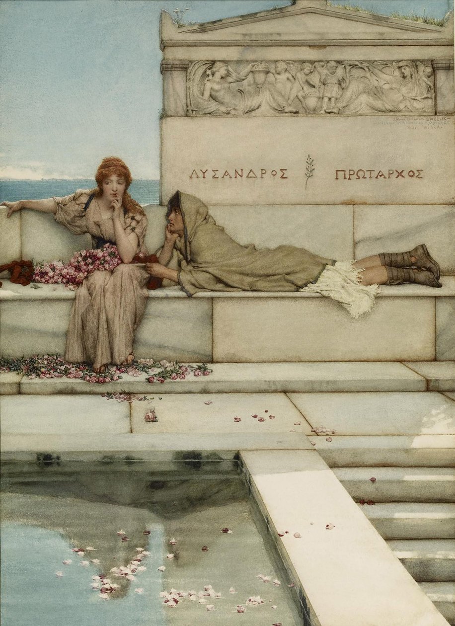 Xanthe e Phaon, 1883 (wc no papel) de Lawrence Alma Tadema