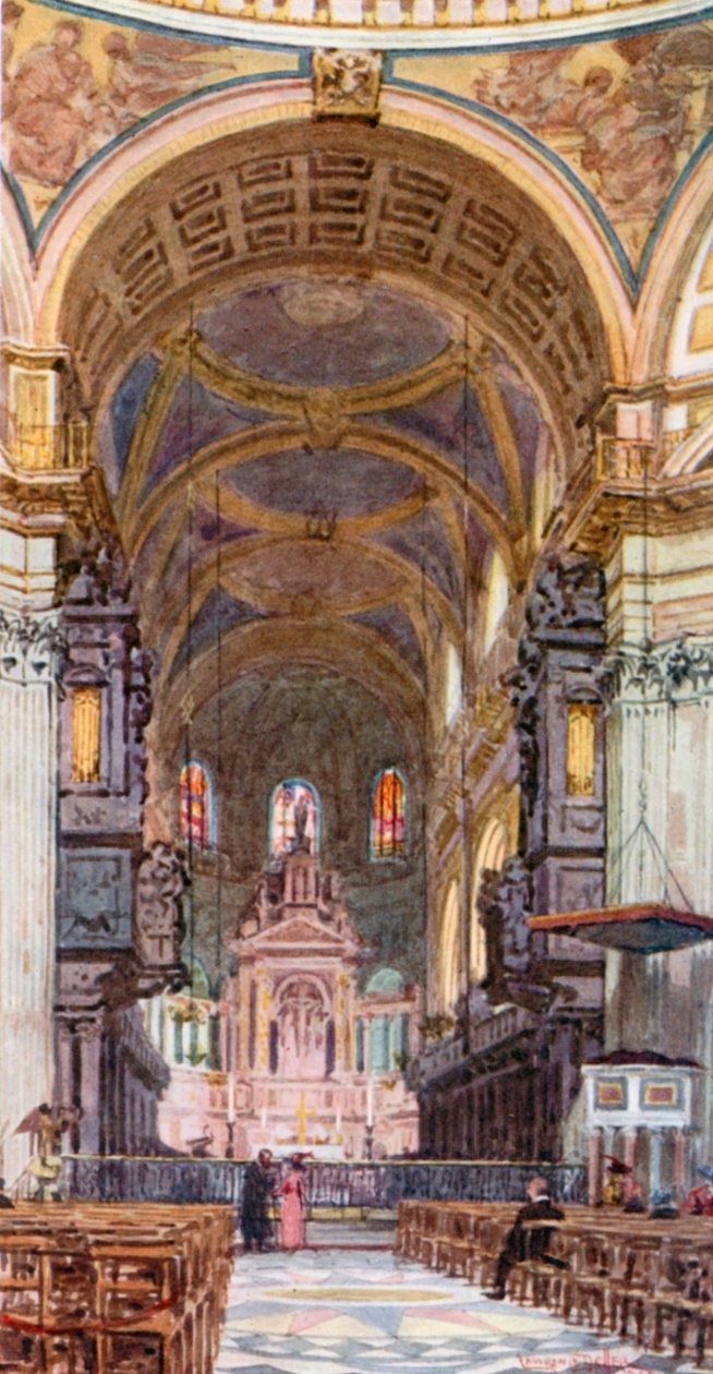 A capela-mor, vista para leste (litografia a cores) de Lawrence Deller