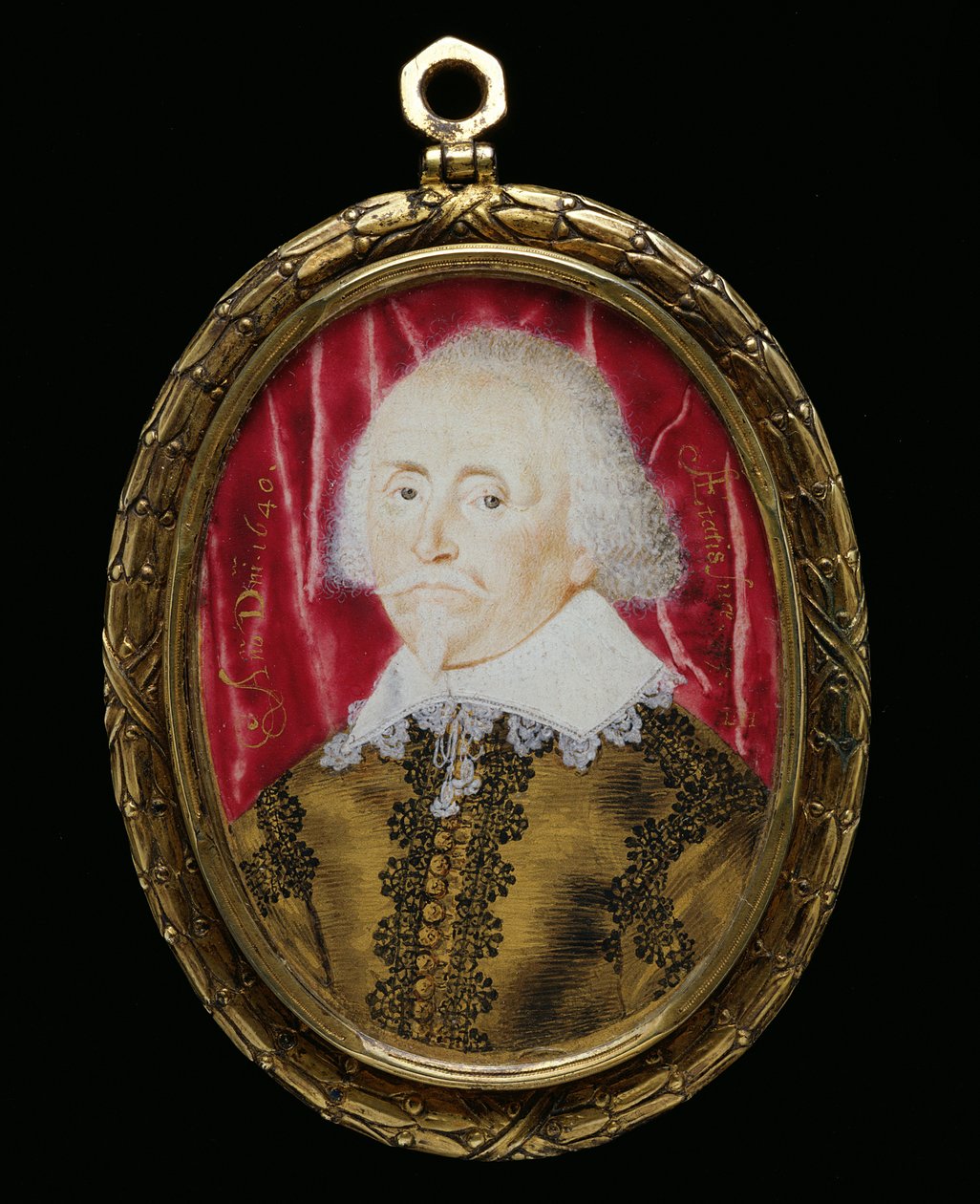 Miniatura de retrato de um homem desconhecido, 1640 (wc em pergaminho) de Lawrence Hilliard