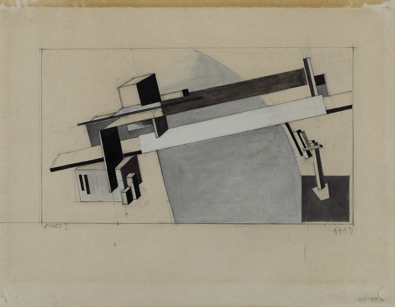 Estudo Proun 1A (Proun SK) the Bridge de Eliezer Markowich Lissitzky