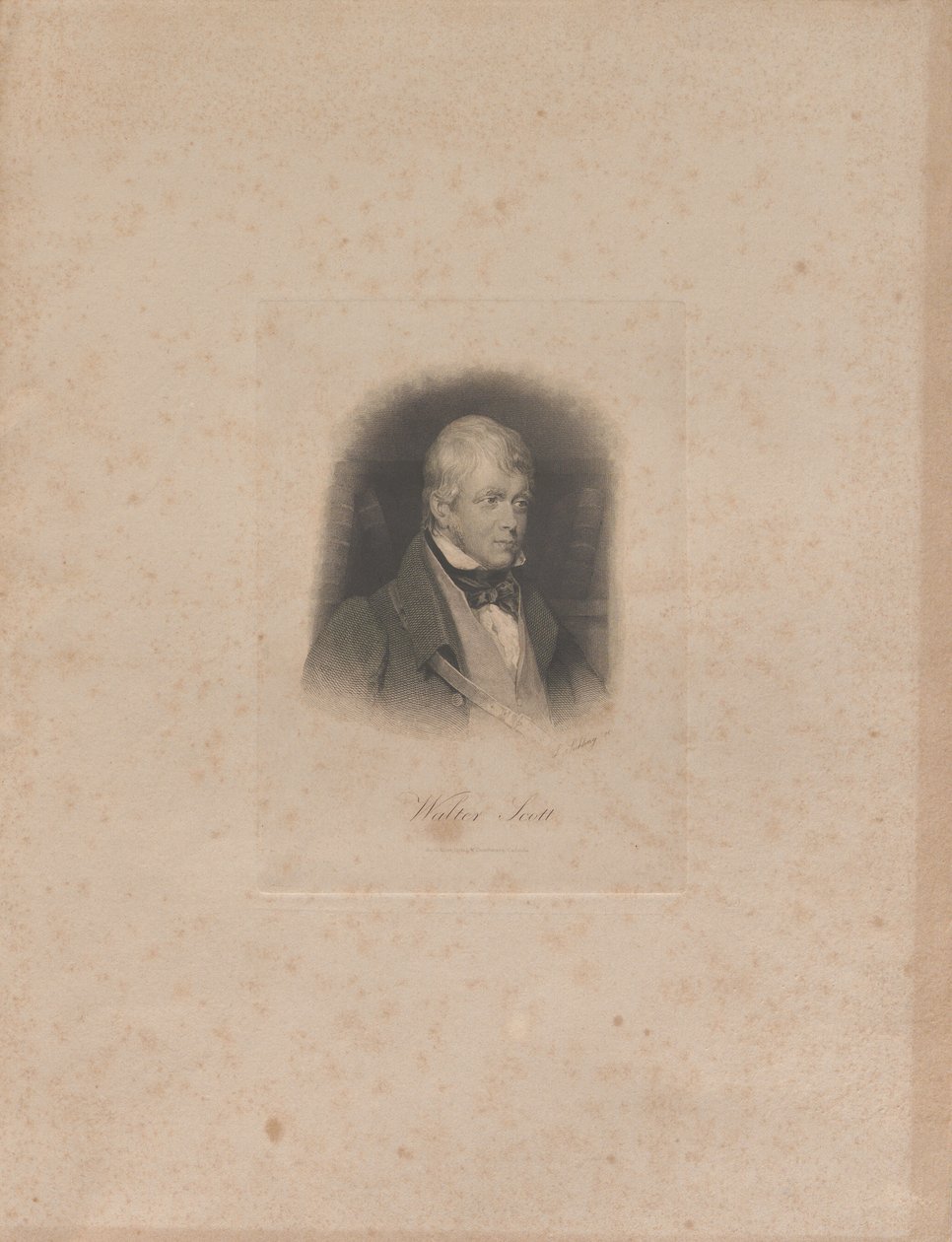 Retrato do romancista histórico e poeta Sir Walter Scott 1771-1832, c. 1840. de Lazarus Gottlieb Sichling