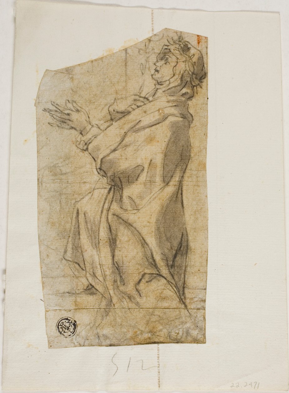 Santo feminino ajoelhado de perfil de Lazzaro Tavarone