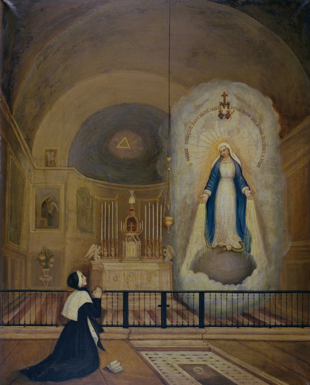 Aparição da Virgem a Santa Catarina Laboure (1806-76) 31 de julho de 1830, 1835 de Le Cerf