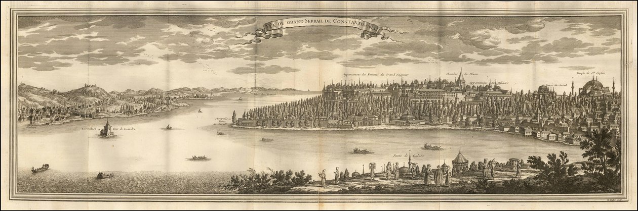 Ilustração de 1711 - Vista do Grande Serrail de Constantinopla de Le Blond