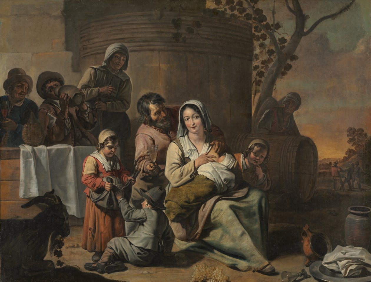 Círculo de Le Nain - Cena da Vindima e Crianças Camponesas a Dançar (par de pinturas), anos 1650 de Le Nain Brothers
