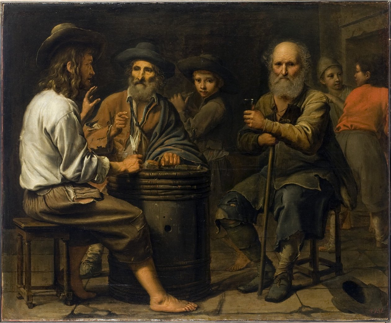 Mestre das Procissões - Camponeses numa taberna, 1640 de Le Nain Brothers