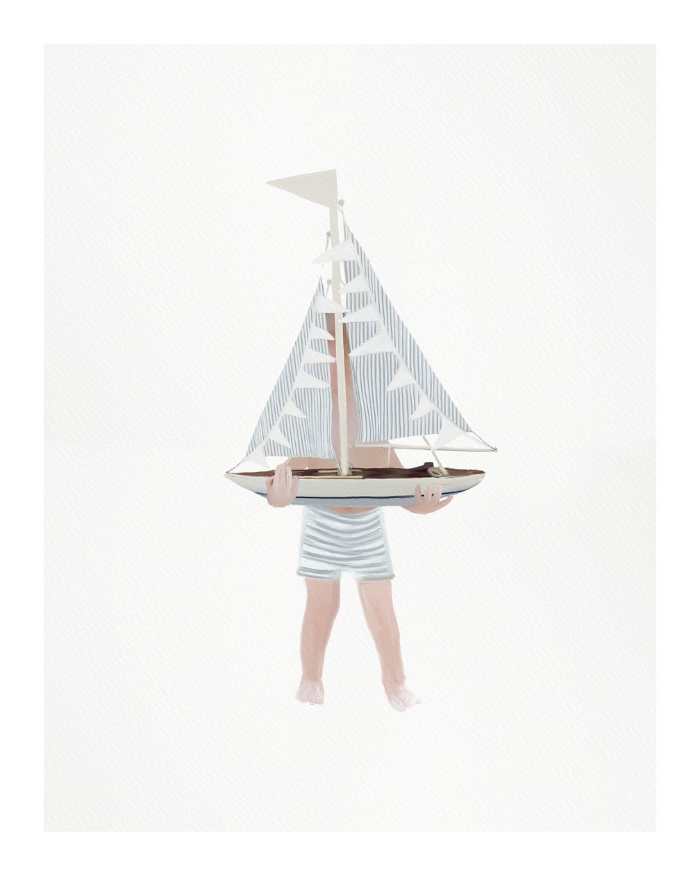 Rapaz com barco à vela, c.2018 (técnica mista) de Leah Straatsma