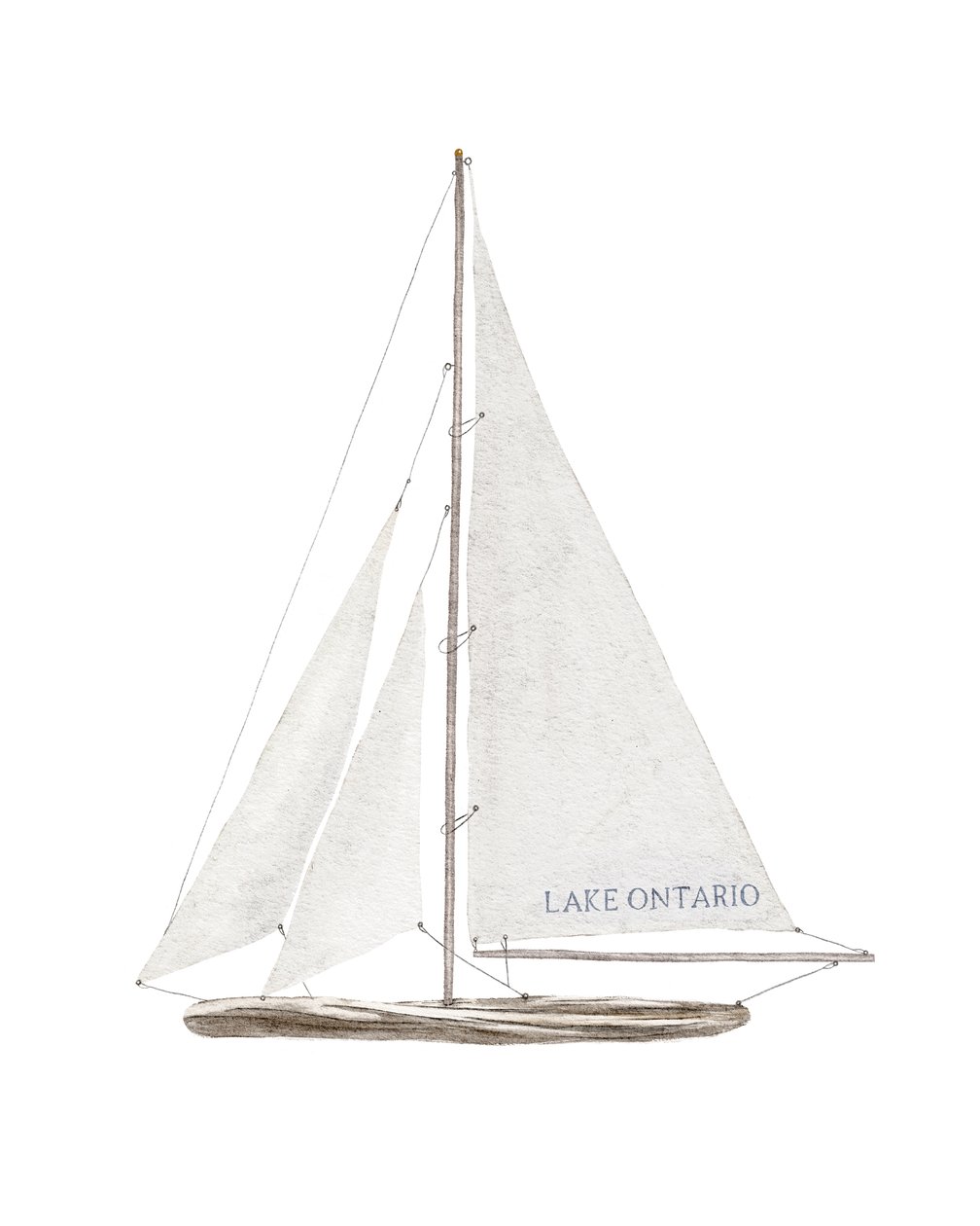 Barco à vela do Lago Ontário, c.2022 (técnica mista) de Leah Straatsma