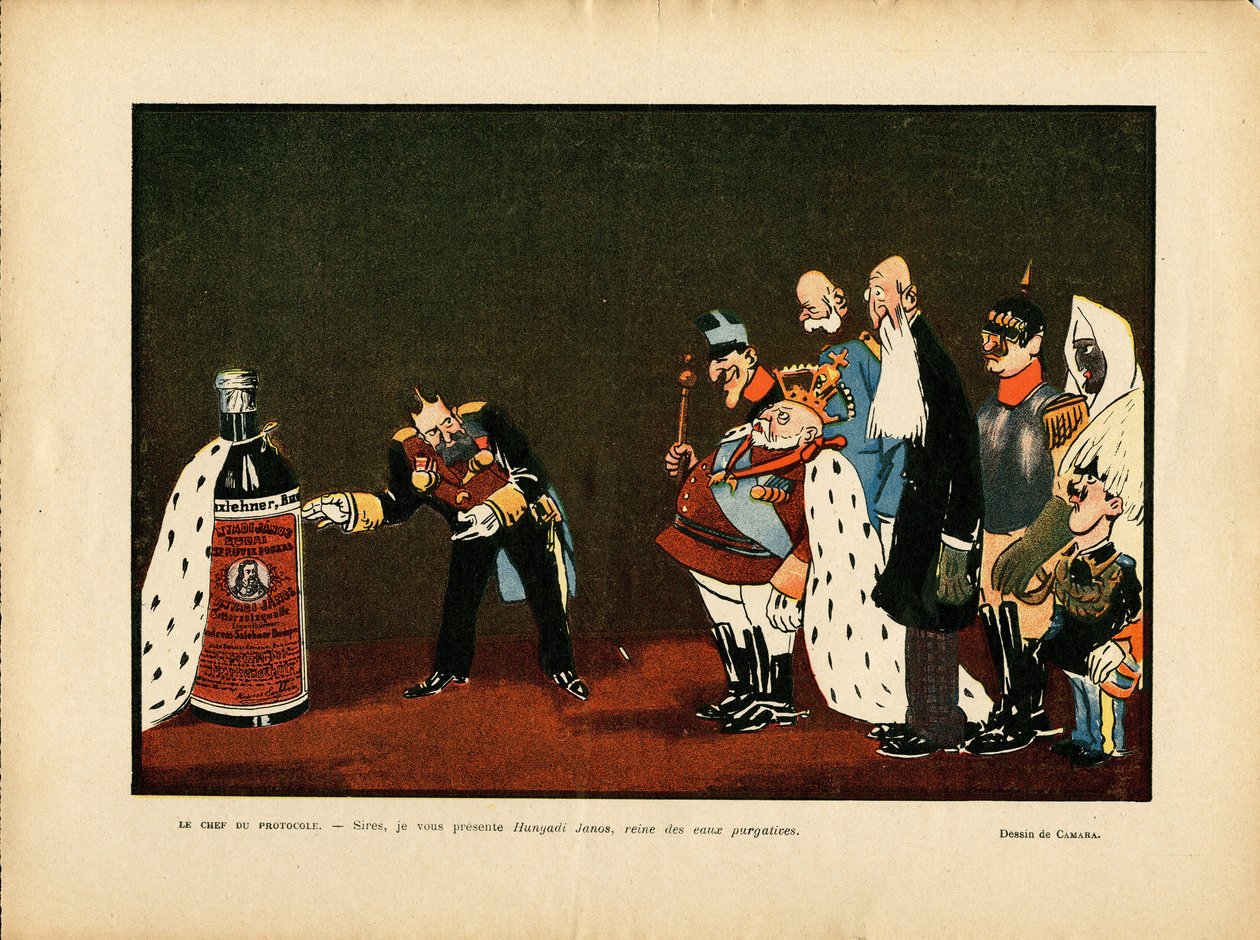 Ilustração de Leal de Camara (1877-1948) em Le Rire, 25/12/09 - Bélgica, Europa, Portugal, Áustria, Alcoolismo Alcoólico, Protocolo - William II, Leopold II, Edward VII, Alfonso XIII, François-Joseph 1er d