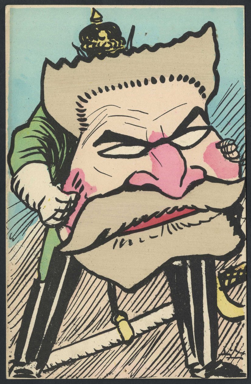 Postal, satírico em cores, ca. 1905: Alemanha Prússia, Patriotismo - Jaures Jean - Ilustração de Leal de Câmara (1877-1948) de Leal de Camara