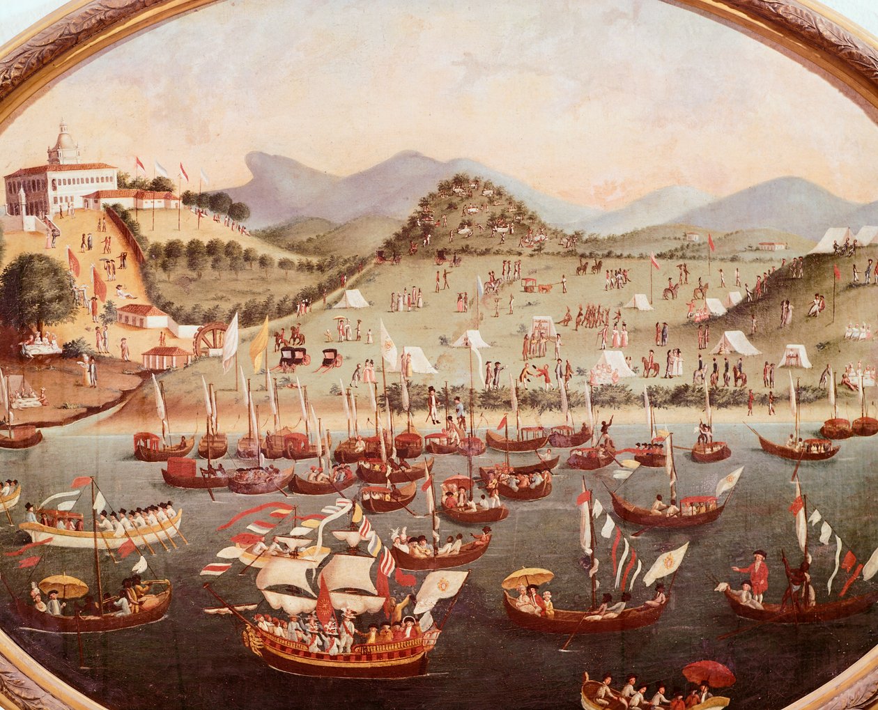 Procissão de barcos na água em frente ao Hospital Lazares, Rio de Janeiro de Leandro Joaquim